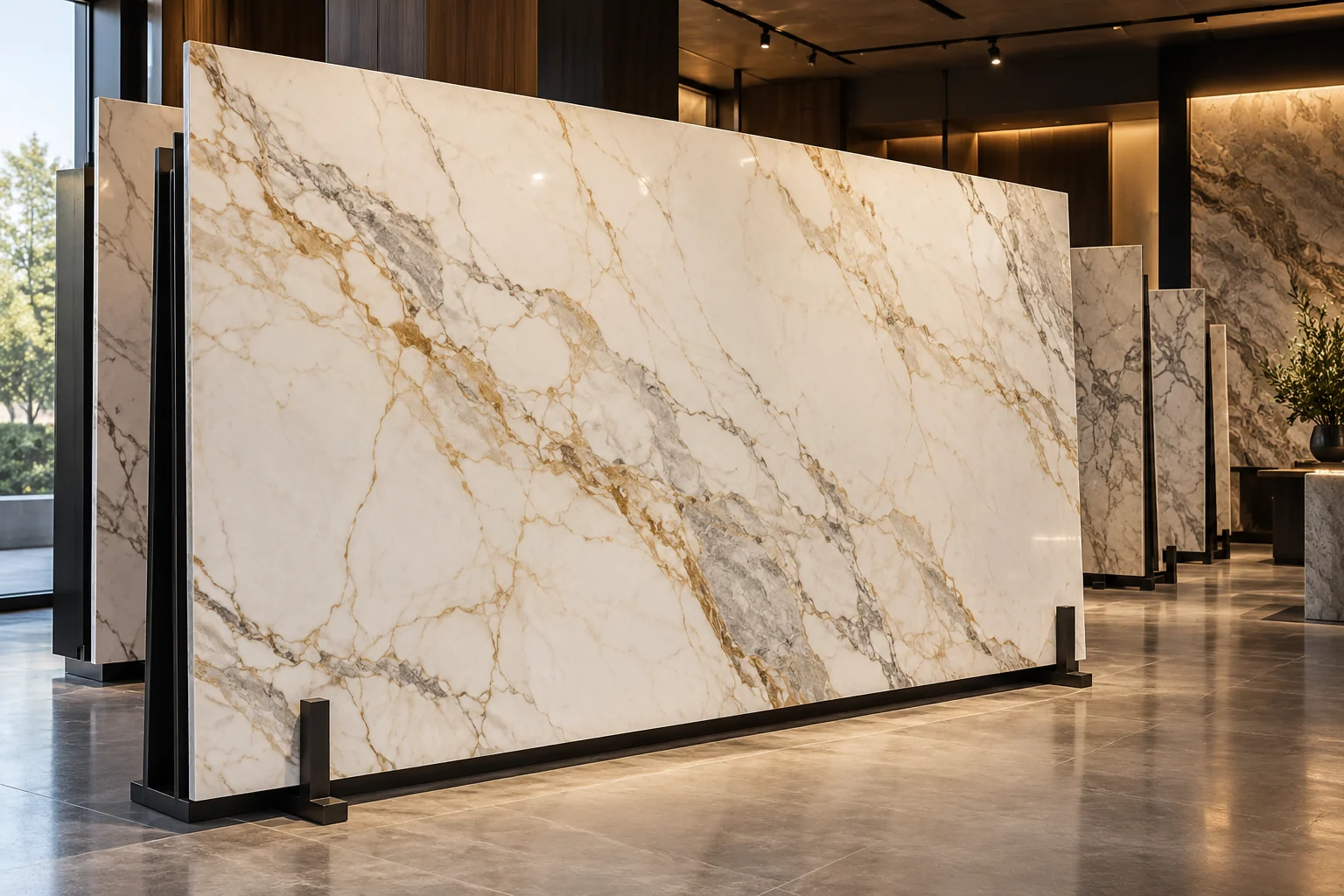 White marble slab selection — design visualization
