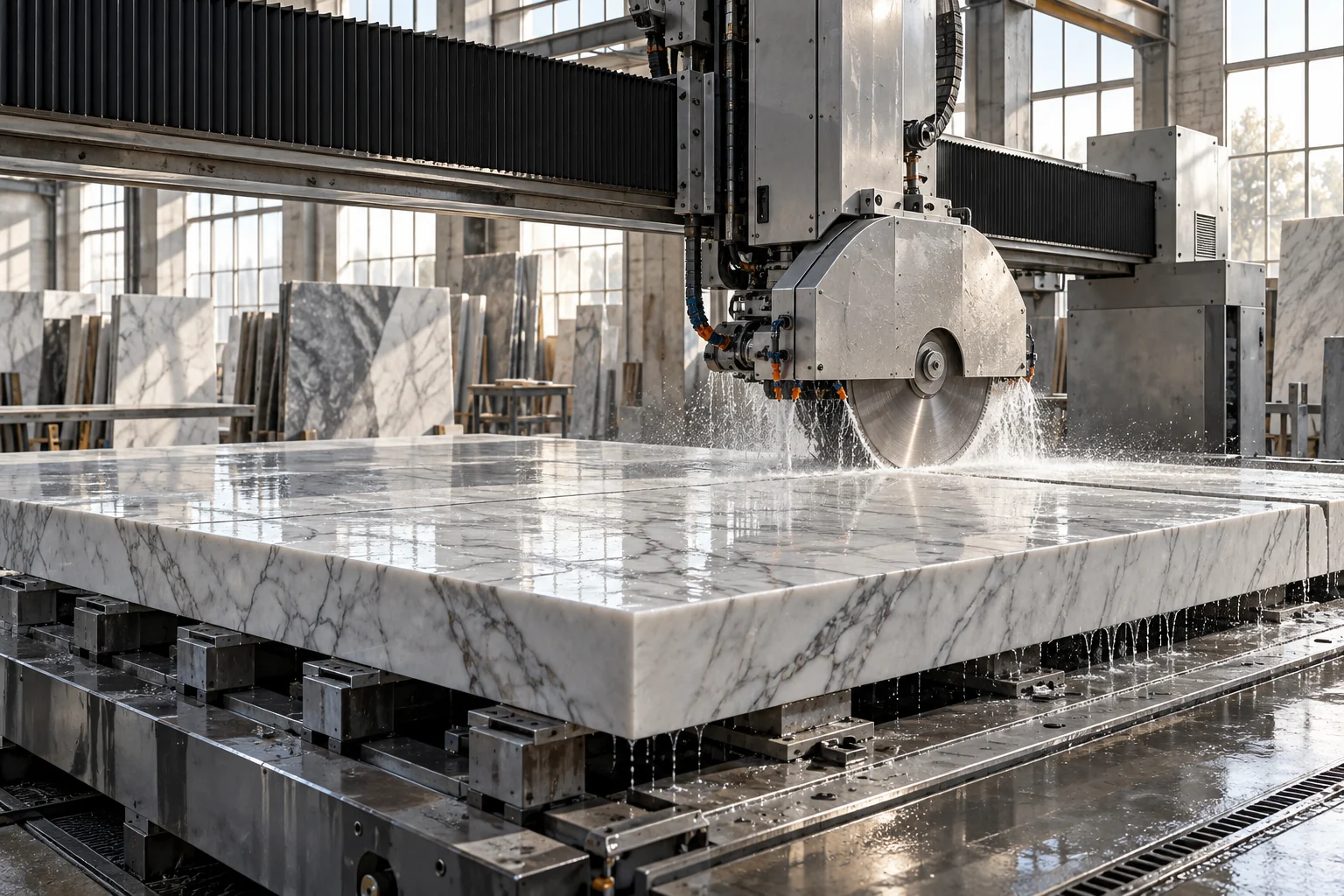 Marble slab cutting — design visualization