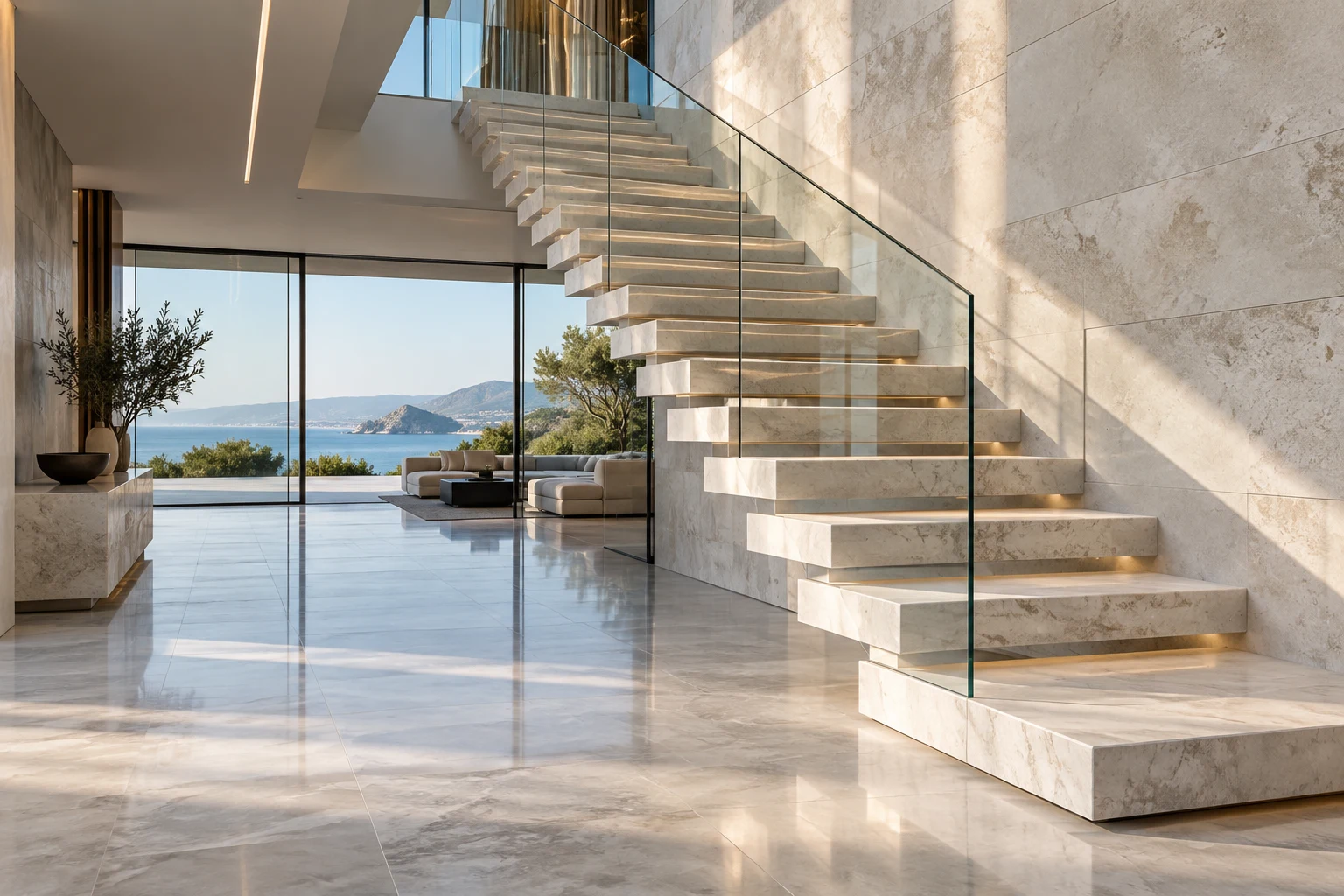 Contemporary stone staircase — design visualization