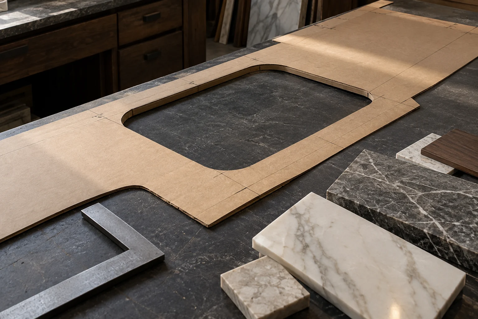 Countertop templating and openings — design visualization