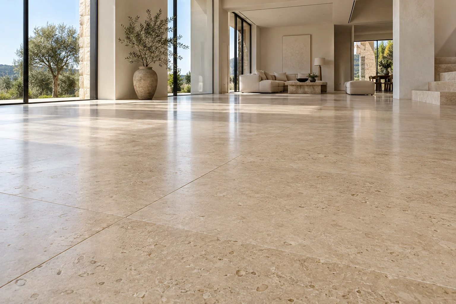 A soft honed stone finish — design visualization