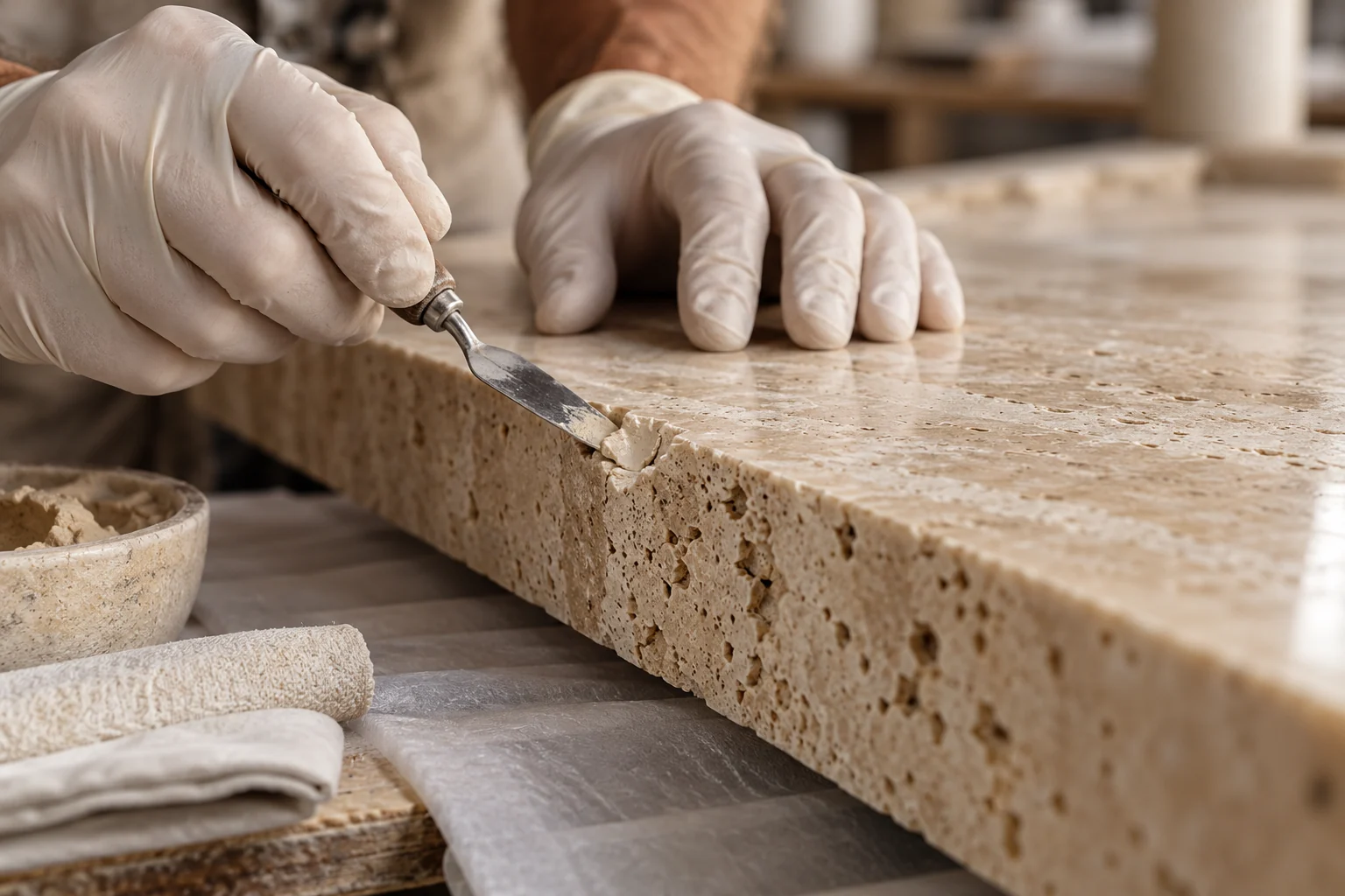 Local repair of a stone edge — design visualization
