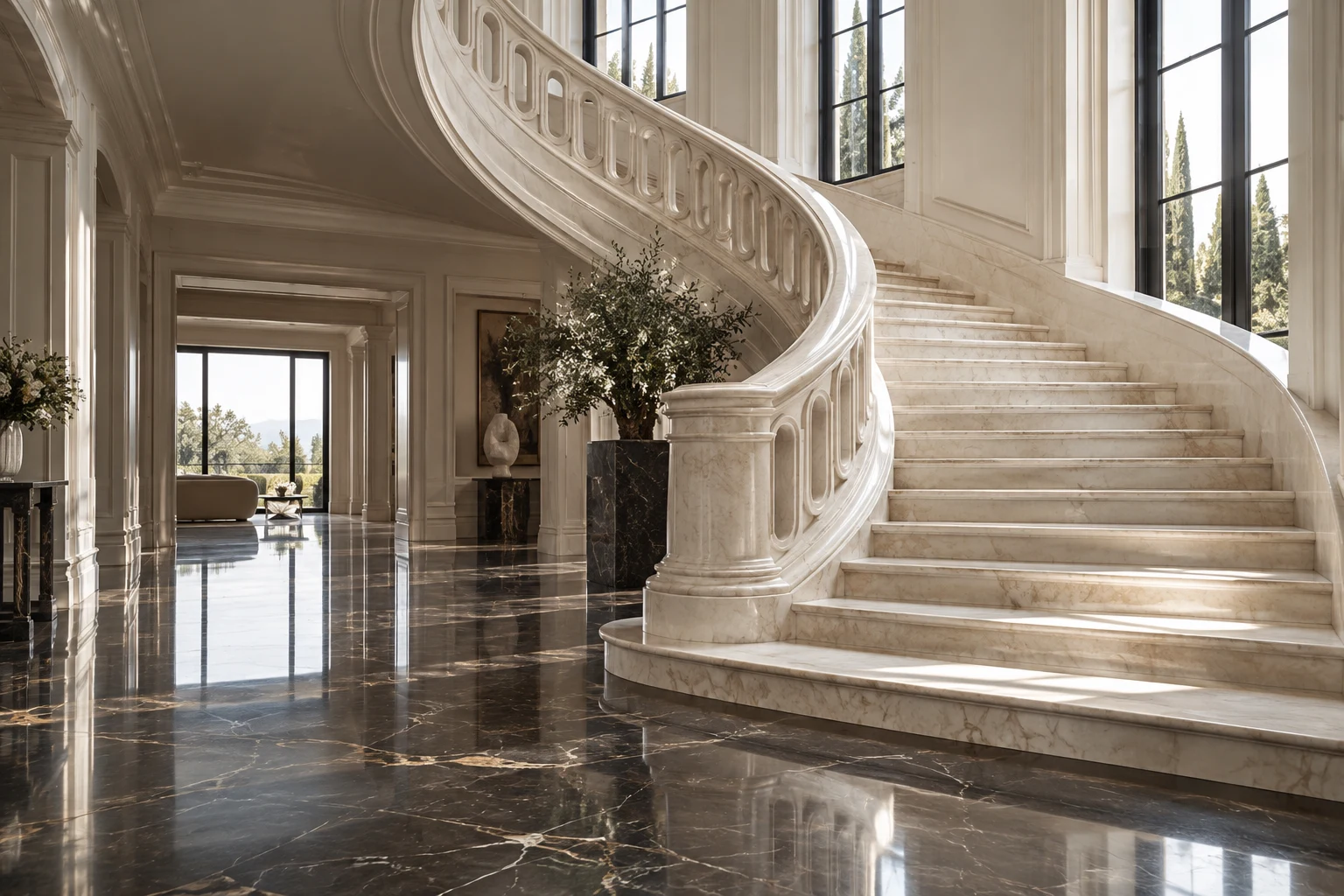 Sculptural marble staircase — design visualization