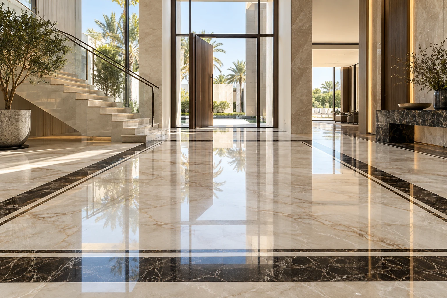 Polished marble entrance floor — design visualization